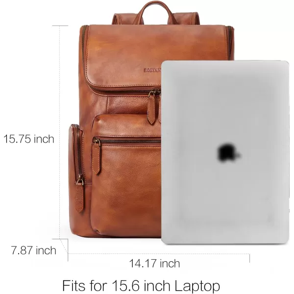 BOSTANTEN Leather Backpack for Men 15.6 inch Laptop Backpack Vintage Travel Office Bag Large Capacity Shoulder Bag