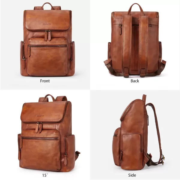 BOSTANTEN Leather Backpack for Men 15.6 inch Laptop Backpack Vintage Travel Office Bag Large Capacity Shoulder Bag