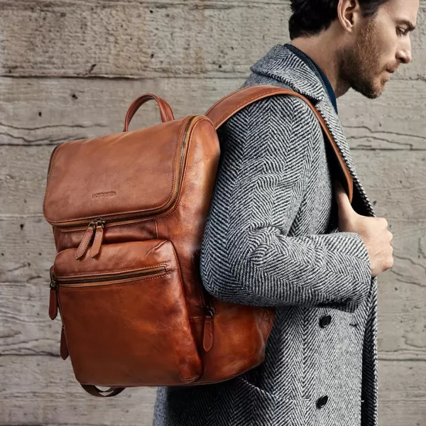 BOSTANTEN Leather Backpack for Men 15.6 inch Laptop Backpack Vintage Travel Office Bag Large Capacity Shoulder Bag
