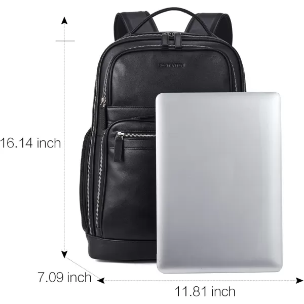 BOSTANTEN Leather Backpacks College 15.6” Laptop Travel Computer Shoulder Backpack For Men Coffeebrown