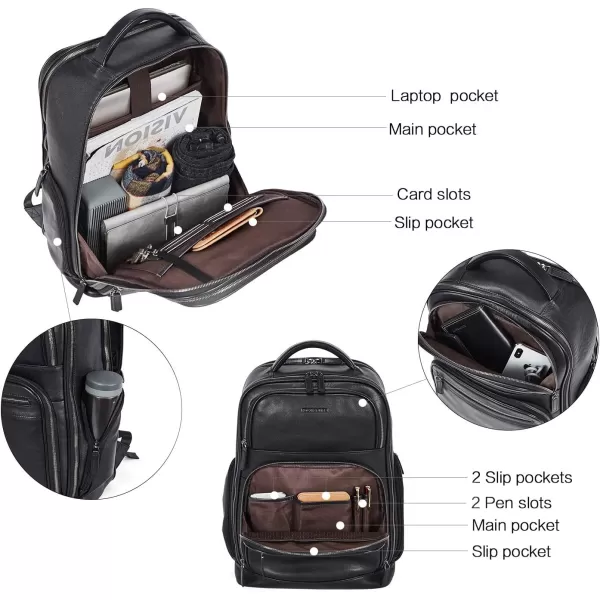 BOSTANTEN Leather Backpacks College 15.6” Laptop Travel Computer Shoulder Backpack For Men Coffeebrown