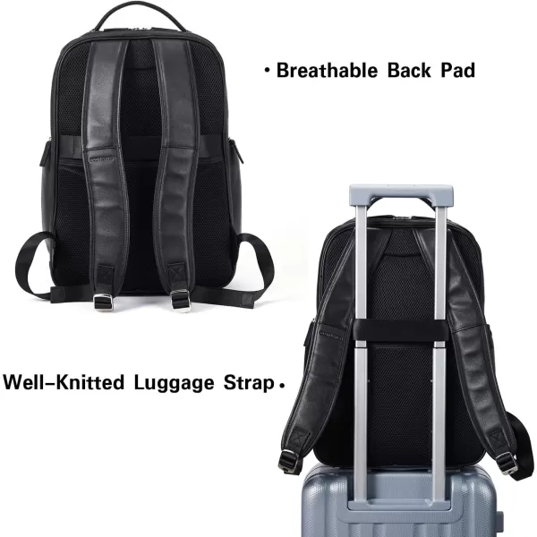 BOSTANTEN Leather Backpacks College 15.6” Laptop Travel Computer Shoulder Backpack For Men Coffeebrown