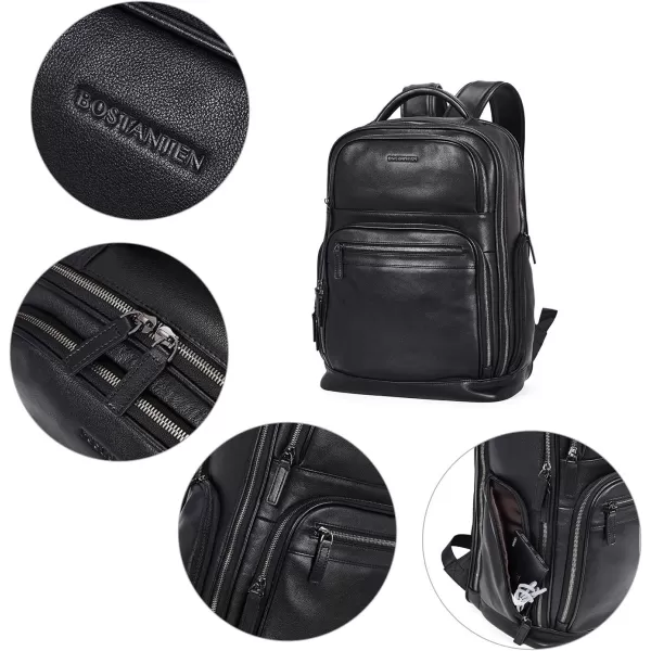 BOSTANTEN Leather Backpacks College 15.6” Laptop Travel Computer Shoulder Backpack For Men Coffeebrown