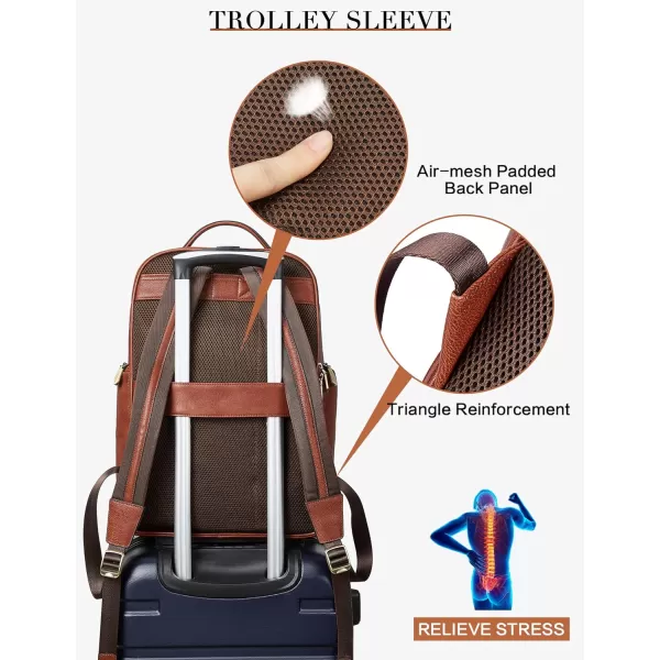 BOSTANTEN Leather Backpacks College 15.6” Laptop Travel Computer Shoulder Backpack For Men Coffeebrown