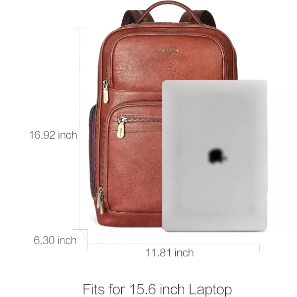 BOSTANTEN Leather Backpacks College 15.6” Laptop Travel Computer Shoulder Backpack For Men Coffeebrown