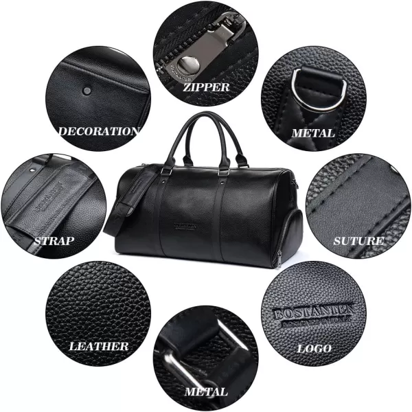 BOSTANTEN Leather Duffle Bag for Men Travel Duffel Bag Carry On Weekender Overnight Bags with Shoe Compartment