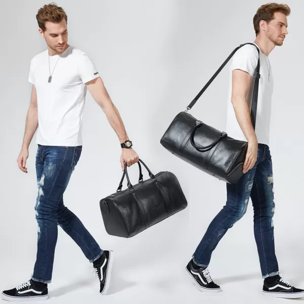 BOSTANTEN Leather Duffle Bag for Men Travel Duffel Bag Carry On Weekender Overnight Bags with Shoe Compartment