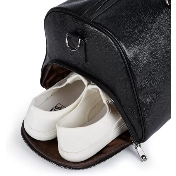BOSTANTEN Leather Duffle Bag for Men Travel Duffel Bag Carry On Weekender Overnight Bags with Shoe Compartment