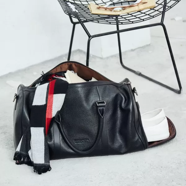 BOSTANTEN Leather Duffle Bag for Men Travel Duffel Bag Carry On Weekender Overnight Bags with Shoe Compartment