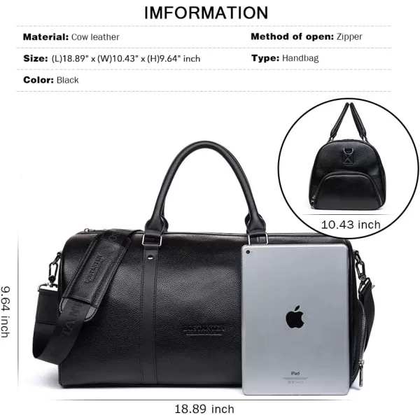 BOSTANTEN Leather Duffle Bag for Men Travel Duffel Bag Carry On Weekender Overnight Bags with Shoe Compartment