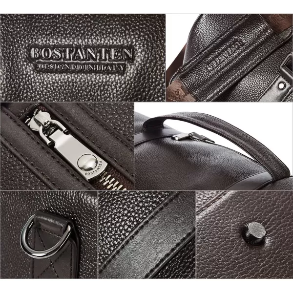 BOSTANTEN Leather Duffle Bag for Men Travel Duffel Bag Carry On Weekender Overnight Bags with Shoe Compartment