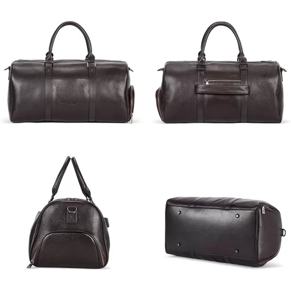 BOSTANTEN Leather Duffle Bag for Men Travel Duffel Bag Carry On Weekender Overnight Bags with Shoe Compartment
