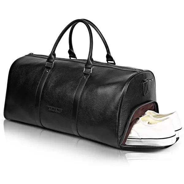 BOSTANTEN Leather Duffle Bag for Men Travel Duffel Bag Carry On Weekender Overnight Bags with Shoe Compartment