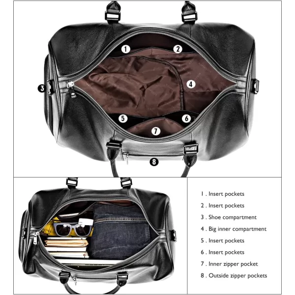 BOSTANTEN Leather Duffle Bag for Men Travel Duffel Bag Carry On Weekender Overnight Bags with Shoe Compartment