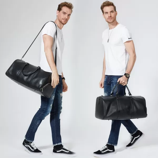 BOSTANTEN Leather Duffle Bag for Men Travel Duffel Bag Carry On Weekender Overnight Bags with Shoe Compartment