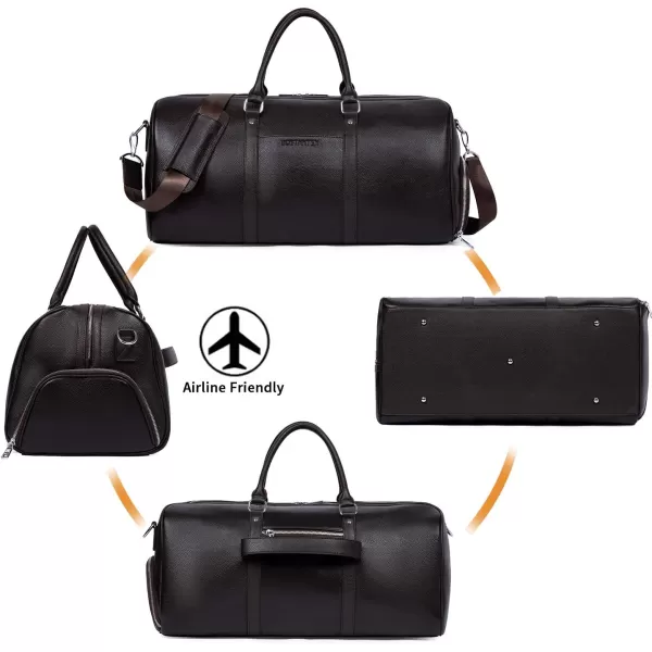 BOSTANTEN Leather Duffle Bag for Men Travel Duffel Bag Carry On Weekender Overnight Bags with Shoe Compartment