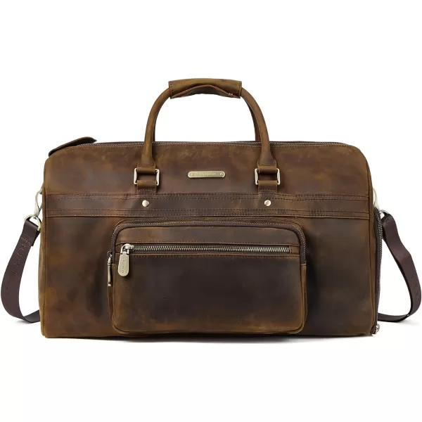 BOSTANTEN Leather Duffle Bag for Men Travel Duffel Bag Carry On Weekender Overnight Bags with Shoe Compartment