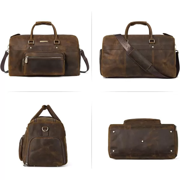 BOSTANTEN Leather Duffle Bag for Men Travel Duffel Bag Carry On Weekender Overnight Bags with Shoe Compartment