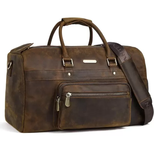 BOSTANTEN Leather Duffle Bag for Men Travel Duffel Bag Carry On Weekender Overnight Bags with Shoe Compartment
