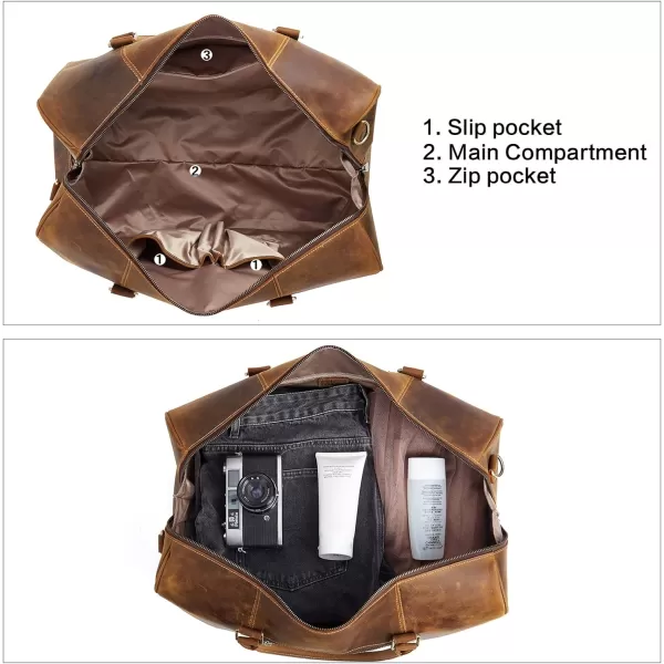 BOSTANTEN Leather Duffle Bag for Men Travel Duffel Bag Carry On Weekender Overnight Bags with Shoe Compartment