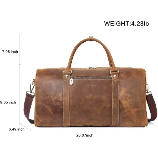 BOSTANTEN Leather Duffle Bag for Men Travel Duffel Bag Carry On Weekender Overnight Bags with Shoe Compartment