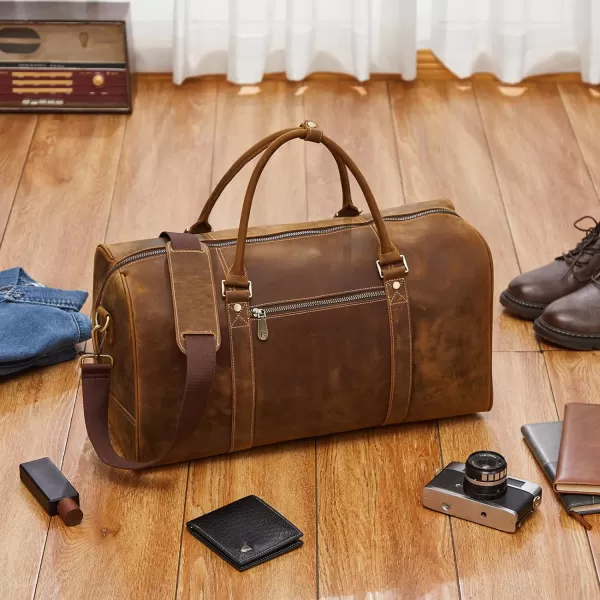 BOSTANTEN Leather Duffle Bag for Men Travel Duffel Bag Carry On Weekender Overnight Bags with Shoe Compartment