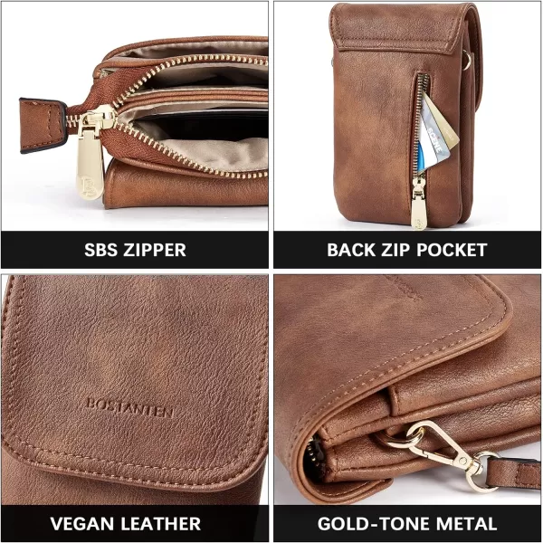 BOSTANTEN Leather Small Crossbody Bags for Women Designer Cell Phone Bag Wallet Purses Adjustable Strap
