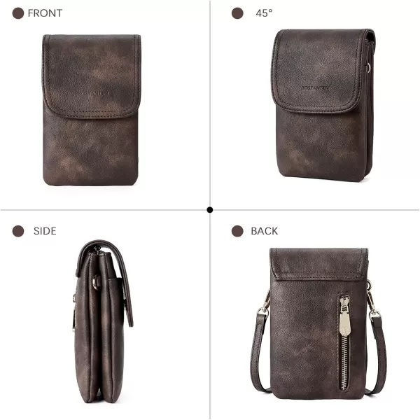 BOSTANTEN Leather Small Crossbody Bags for Women Designer Cell Phone Bag Wallet Purses Adjustable Strap
