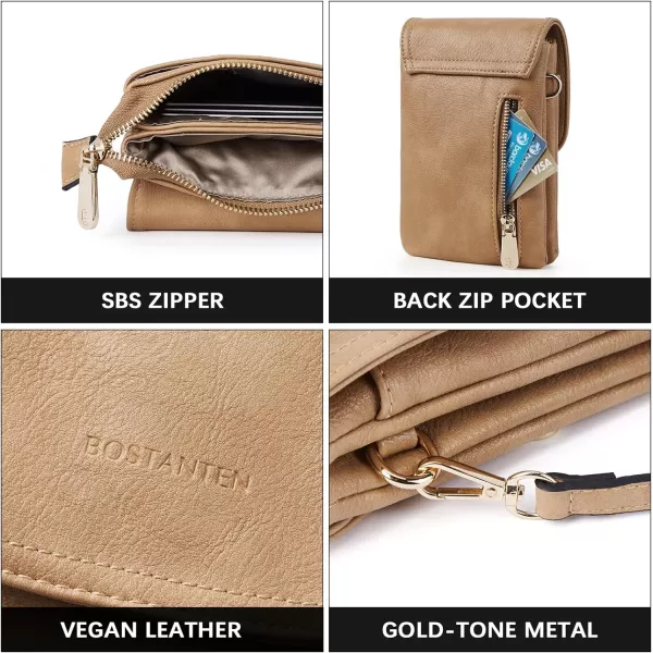 BOSTANTEN Leather Small Crossbody Bags for Women Designer Cell Phone Bag Wallet Purses Adjustable Strap