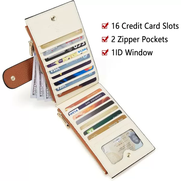 BOSTANTEN Leather Wallets for Women RFID Blocking Slim Bofild Purse Card Holder with Zipper Pocket