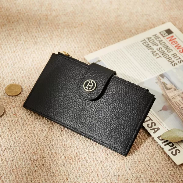 BOSTANTEN Leather Wallets for Women RFID Blocking Slim Bofild Purse Card Holder with Zipper Pocket