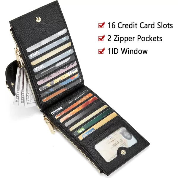 BOSTANTEN Leather Wallets for Women RFID Blocking Slim Bofild Purse Card Holder with Zipper Pocket