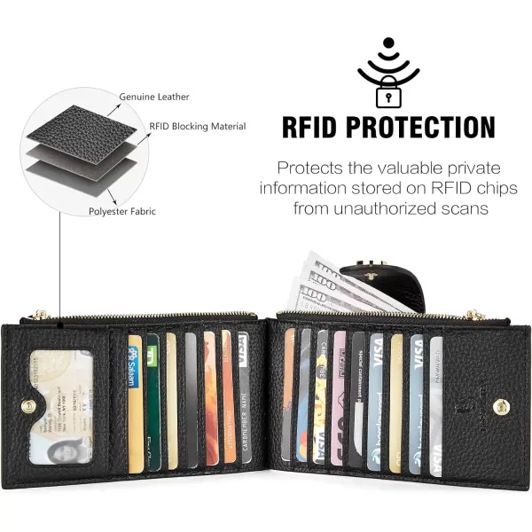 BOSTANTEN Leather Wallets for Women RFID Blocking Slim Bofild Purse Card Holder with Zipper Pocket