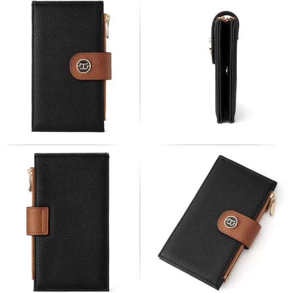 BOSTANTEN Leather Wallets for Women RFID Blocking Slim Bofild Purse Card Holder with Zipper Pocket