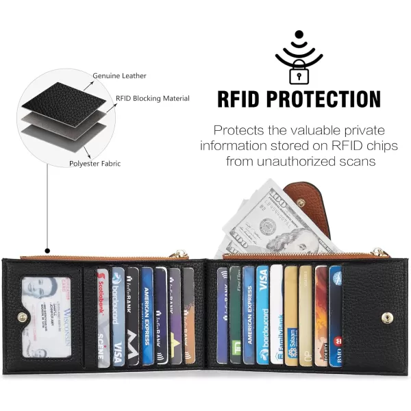 BOSTANTEN Leather Wallets for Women RFID Blocking Slim Bofild Purse Card Holder with Zipper Pocket