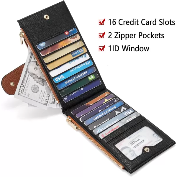 BOSTANTEN Leather Wallets for Women RFID Blocking Slim Bofild Purse Card Holder with Zipper Pocket