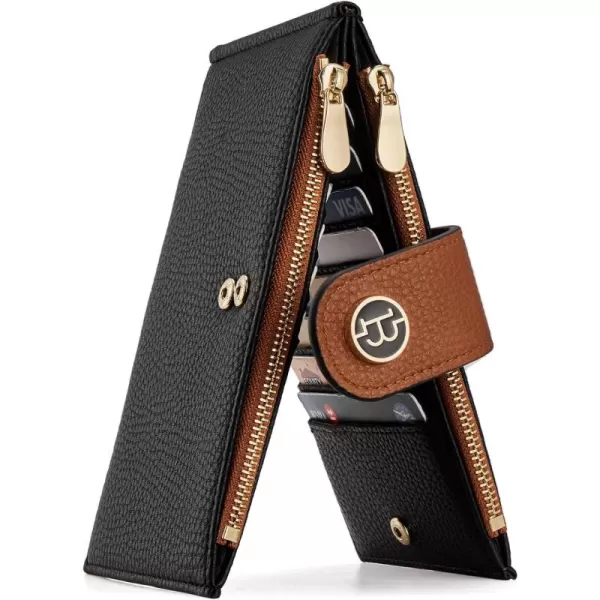 BOSTANTEN Leather Wallets for Women RFID Blocking Slim Bofild Purse Card Holder with Zipper Pocket