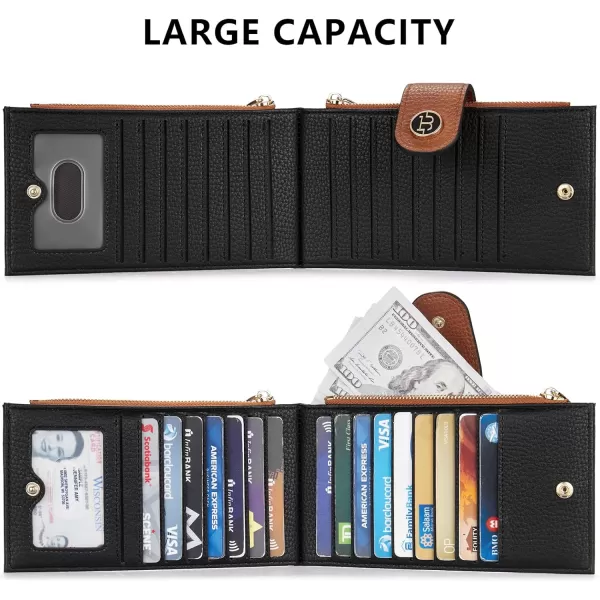 BOSTANTEN Leather Wallets for Women RFID Blocking Slim Bofild Purse Card Holder with Zipper Pocket
