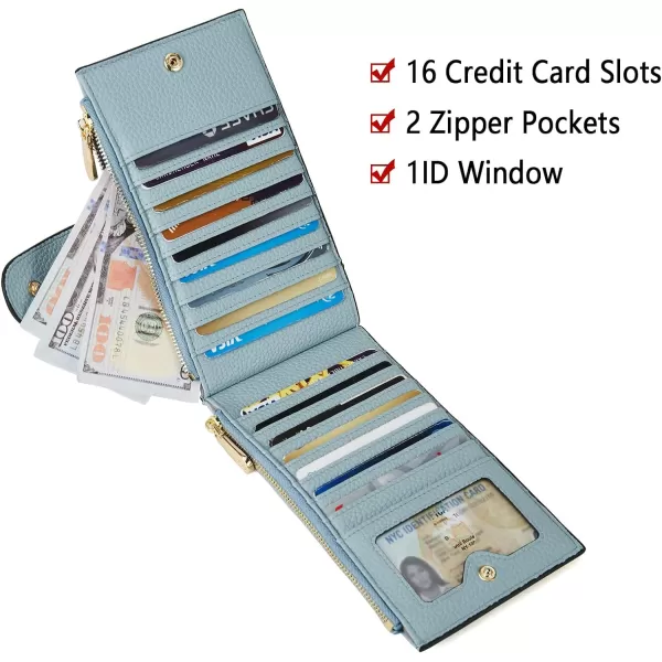 BOSTANTEN Leather Wallets for Women RFID Blocking Slim Bofild Purse Card Holder with Zipper Pocket