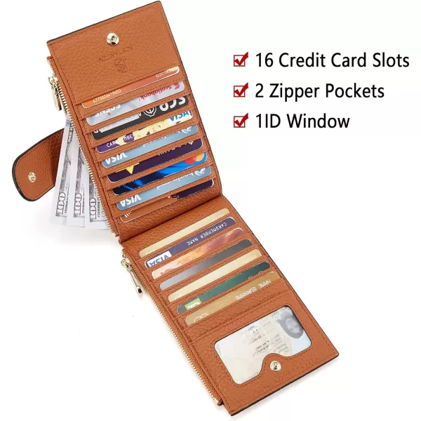 BOSTANTEN Leather Wallets for Women RFID Blocking Slim Bofild Purse Card Holder with Zipper Pocket