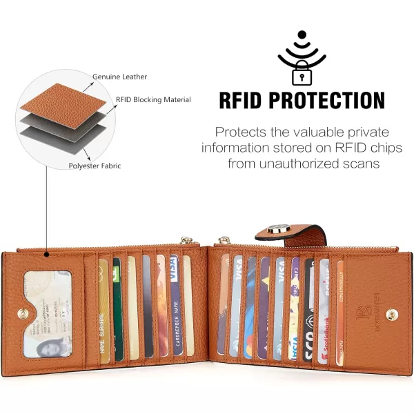 BOSTANTEN Leather Wallets for Women RFID Blocking Slim Bofild Purse Card Holder with Zipper Pocket