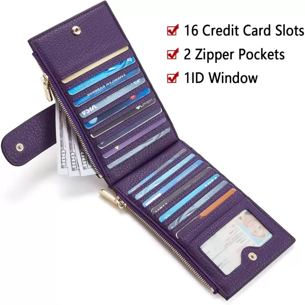 BOSTANTEN Leather Wallets for Women RFID Blocking Slim Bofild Purse Card Holder with Zipper Pocket