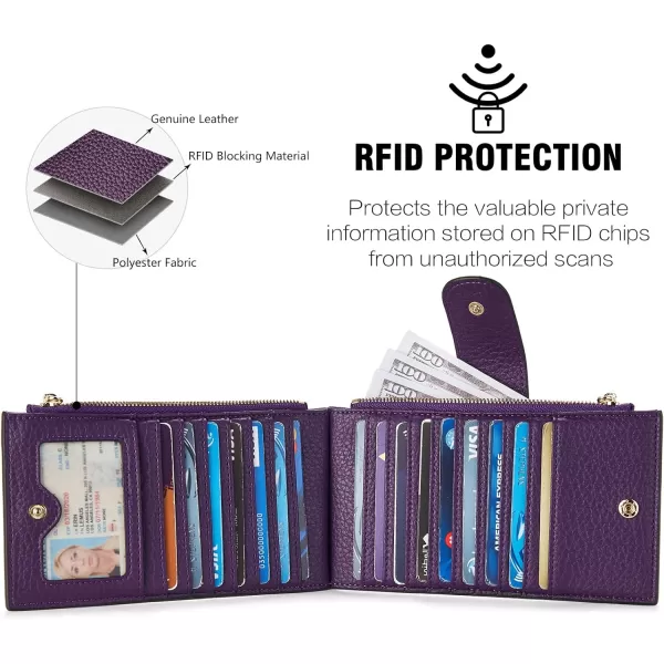 BOSTANTEN Leather Wallets for Women RFID Blocking Slim Bofild Purse Card Holder with Zipper Pocket