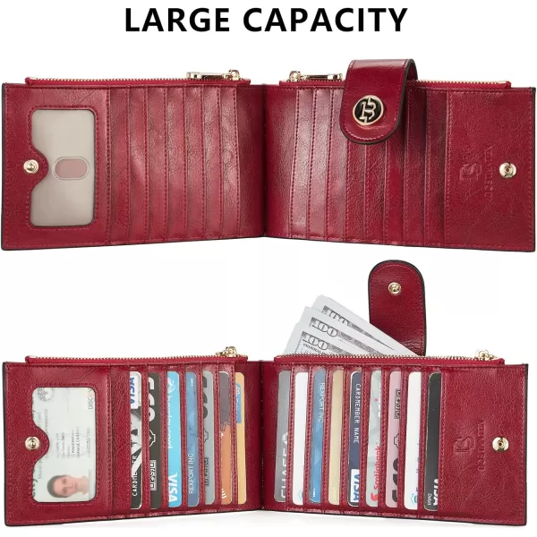 BOSTANTEN Leather Wallets for Women RFID Blocking Slim Bofild Purse Card Holder with Zipper Pocket
