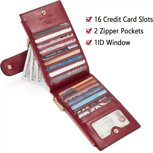 BOSTANTEN Leather Wallets for Women RFID Blocking Slim Bofild Purse Card Holder with Zipper Pocket