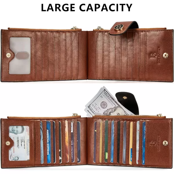 BOSTANTEN Leather Wallets for Women RFID Blocking Slim Bofild Purse Card Holder with Zipper Pocket