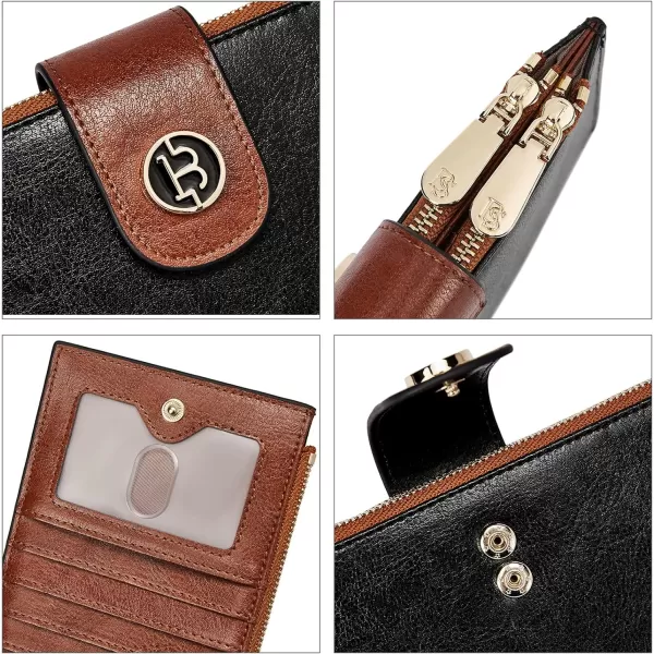 BOSTANTEN Leather Wallets for Women RFID Blocking Slim Bofild Purse Card Holder with Zipper Pocket