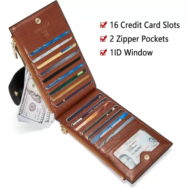 BOSTANTEN Leather Wallets for Women RFID Blocking Slim Bofild Purse Card Holder with Zipper Pocket