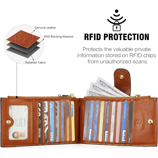 BOSTANTEN Leather Wallets for Women RFID Blocking Slim Bofild Purse Card Holder with Zipper Pocket