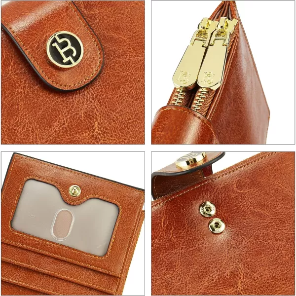 BOSTANTEN Leather Wallets for Women RFID Blocking Slim Bofild Purse Card Holder with Zipper Pocket